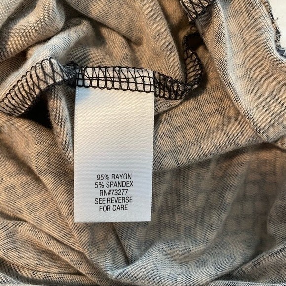 Dana Buchman Wrap Front Ruche Short Sleeve Abstract Black Tan Blouse Top Sexy XL - Picture 8 of 8